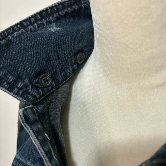 Free People Distressed Denim Jean Knit Sweatshirt Hoodie Jacket size XS - Picture 9 of 13